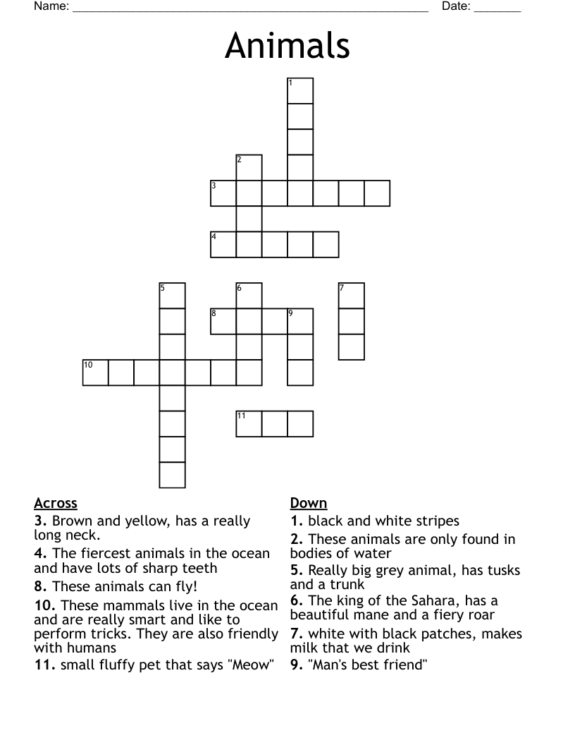 Animals Crossword