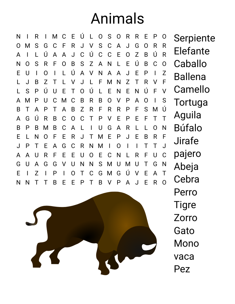 Animals Word Search