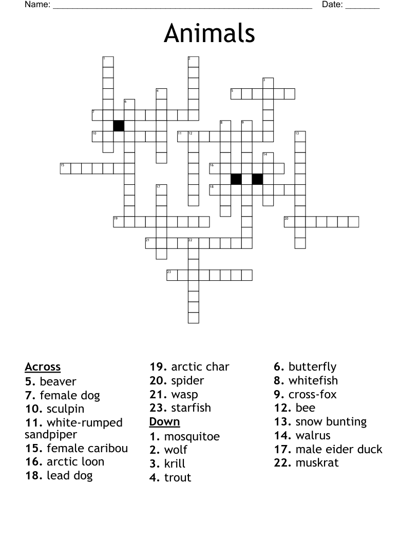Animals Crossword