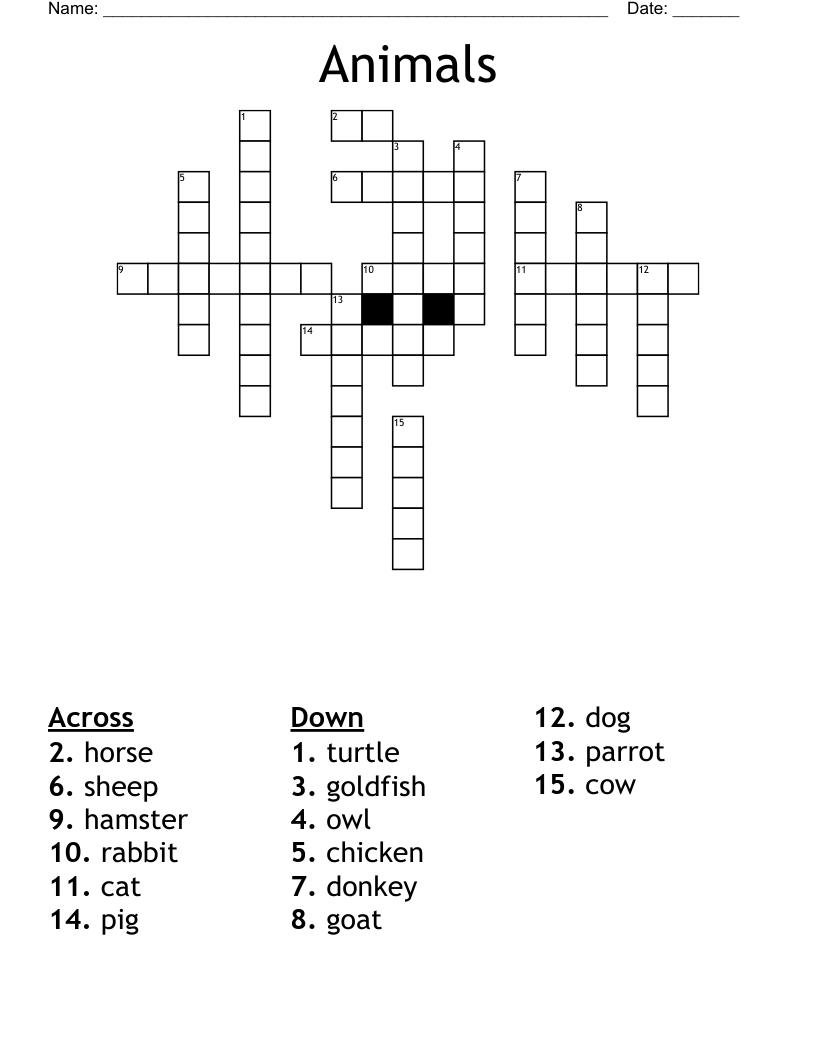 Animals Crossword