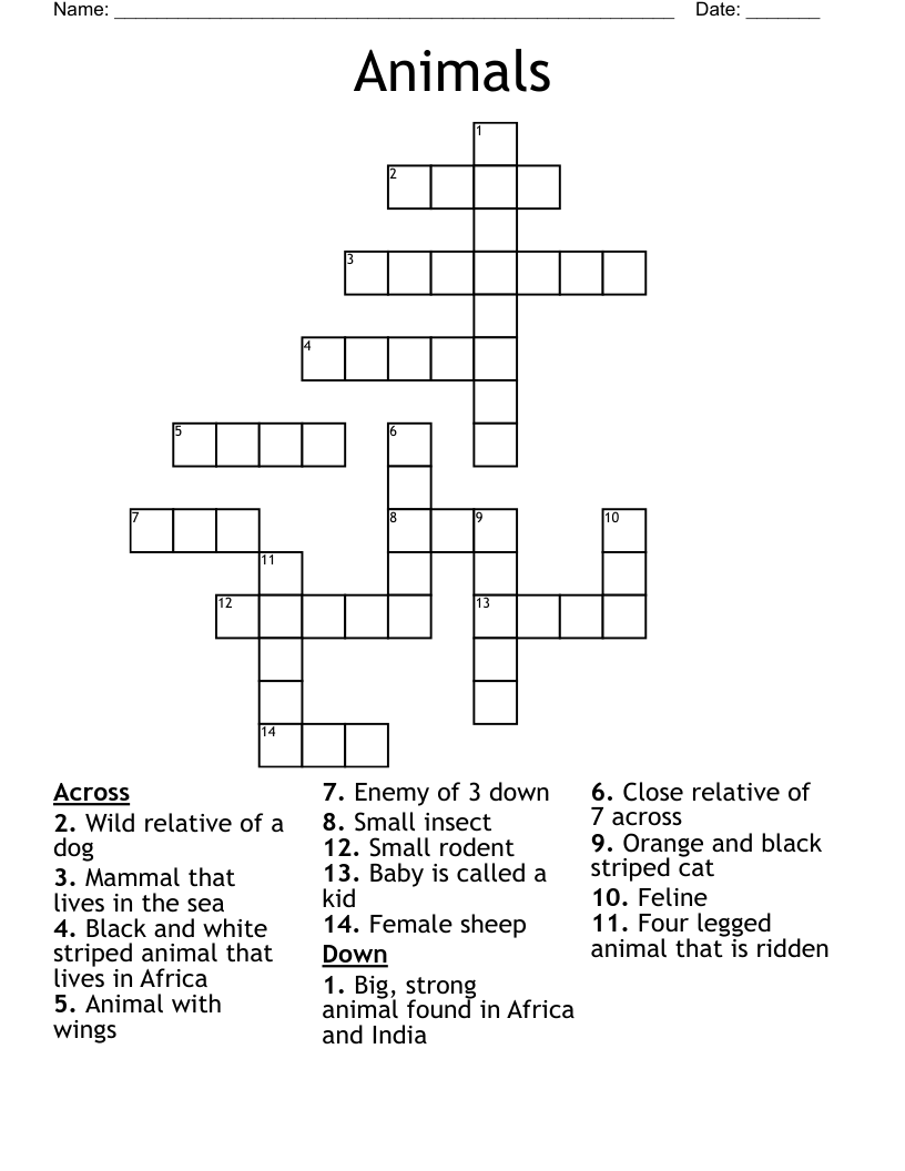 Animals Crossword