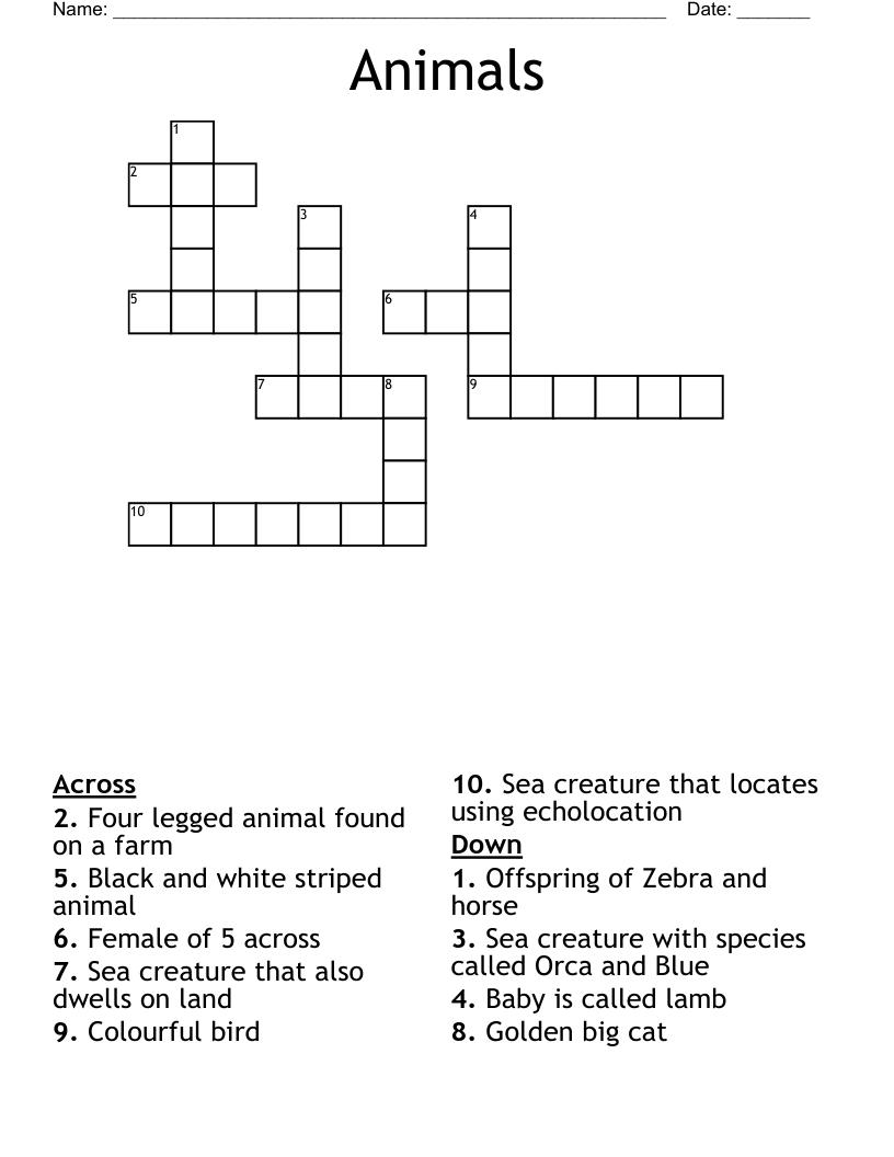 Animals Crossword