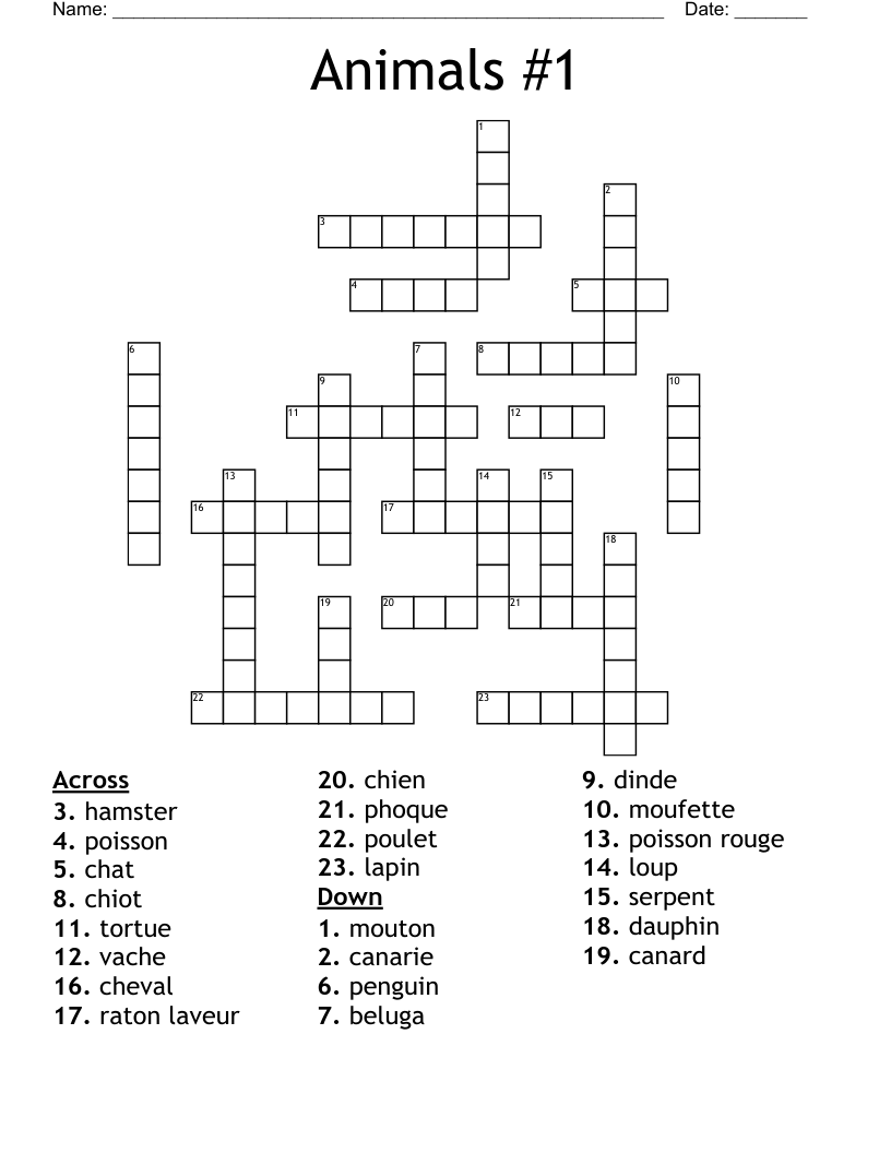 Animals #1 Crossword