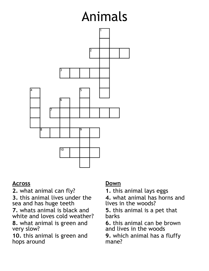 Animals Crossword