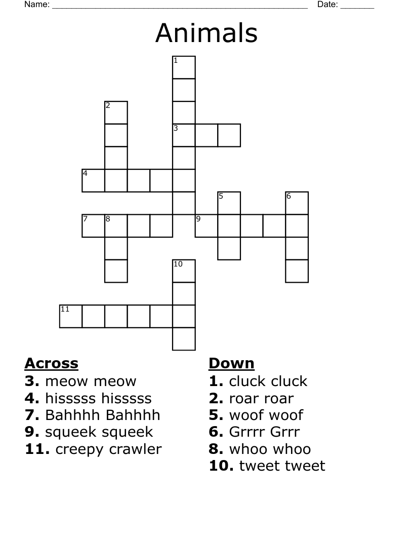 Animals Crossword