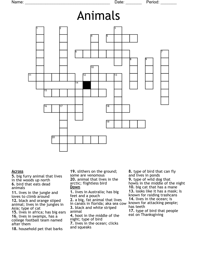 Animals Crossword