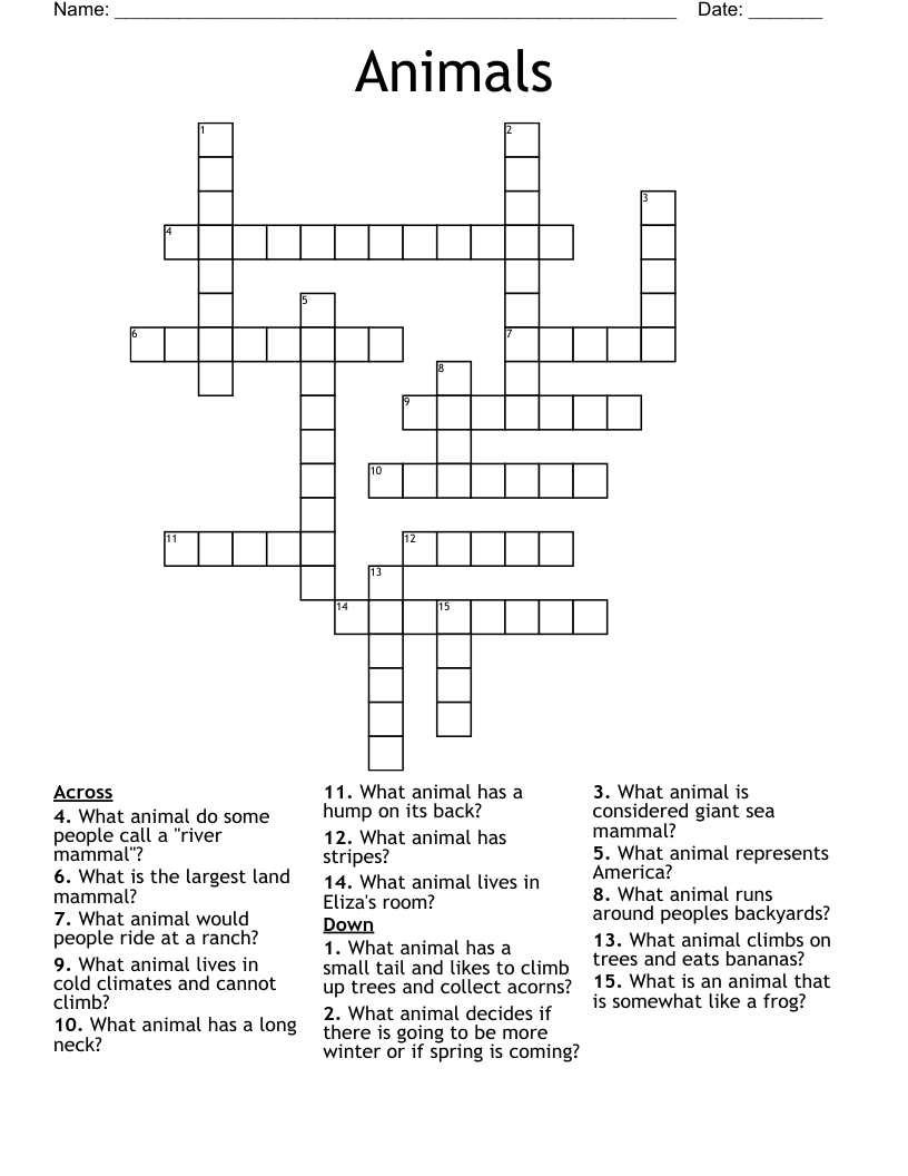 Animals Crossword