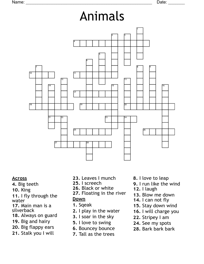Animals Crossword