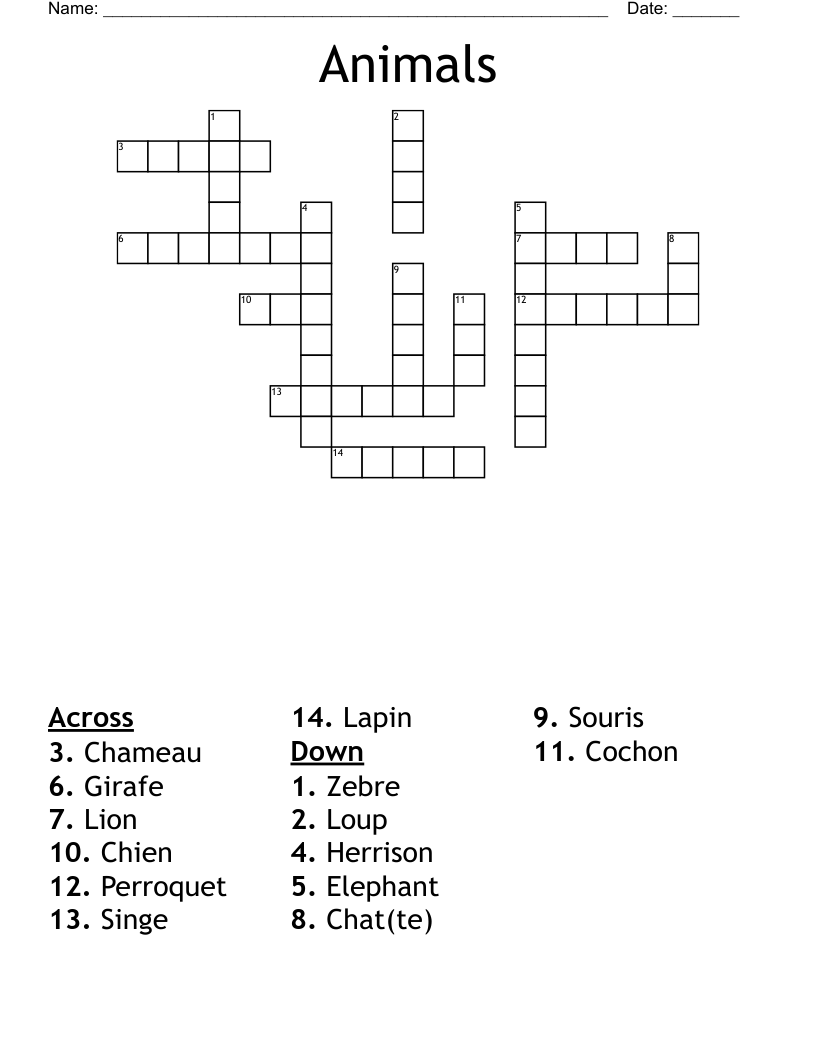 Animals Crossword