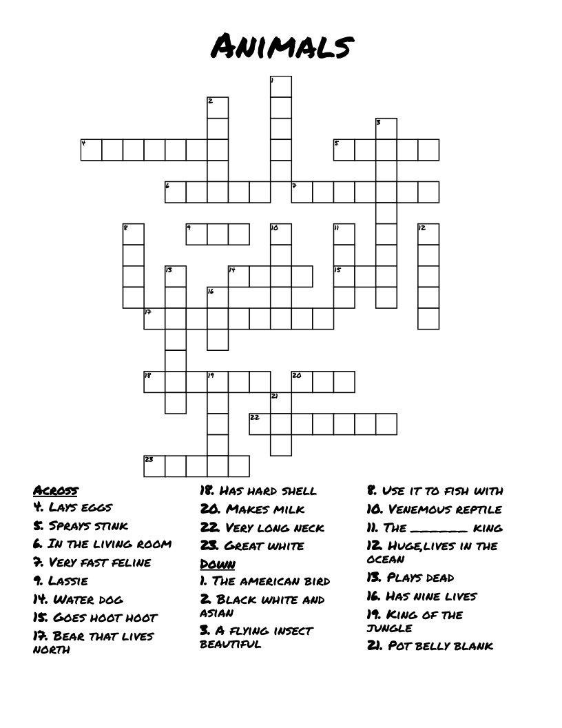 Animals Crossword