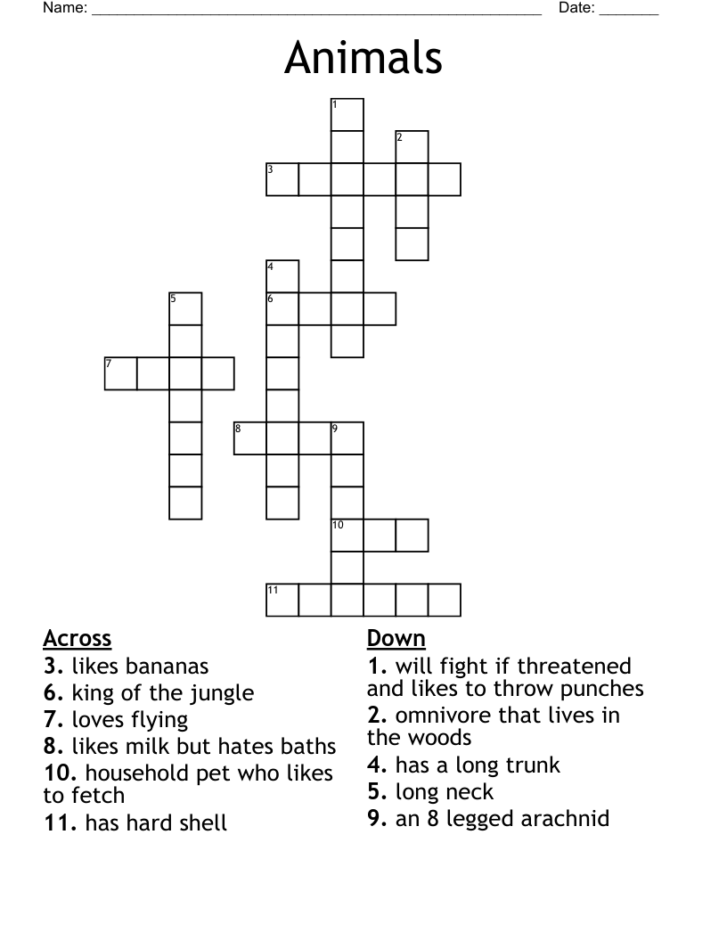 Animals Crossword