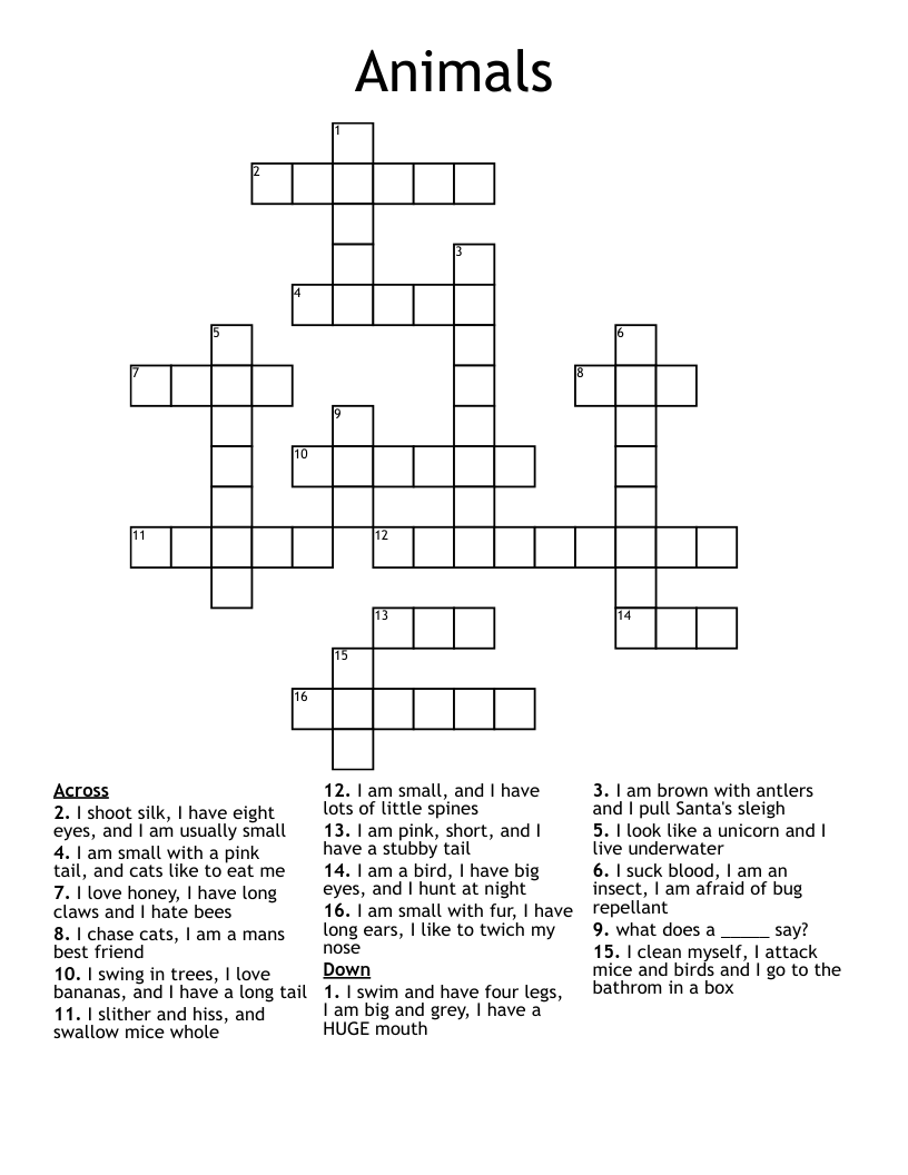 Animals Crossword