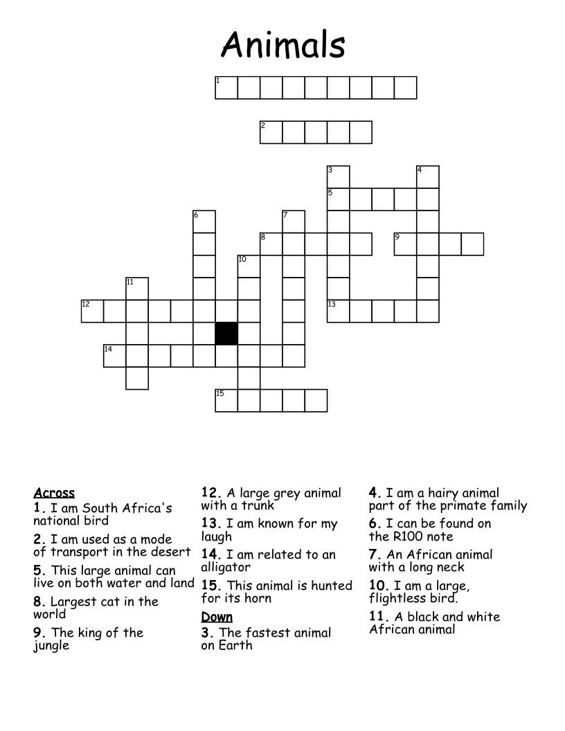 Animals Crossword