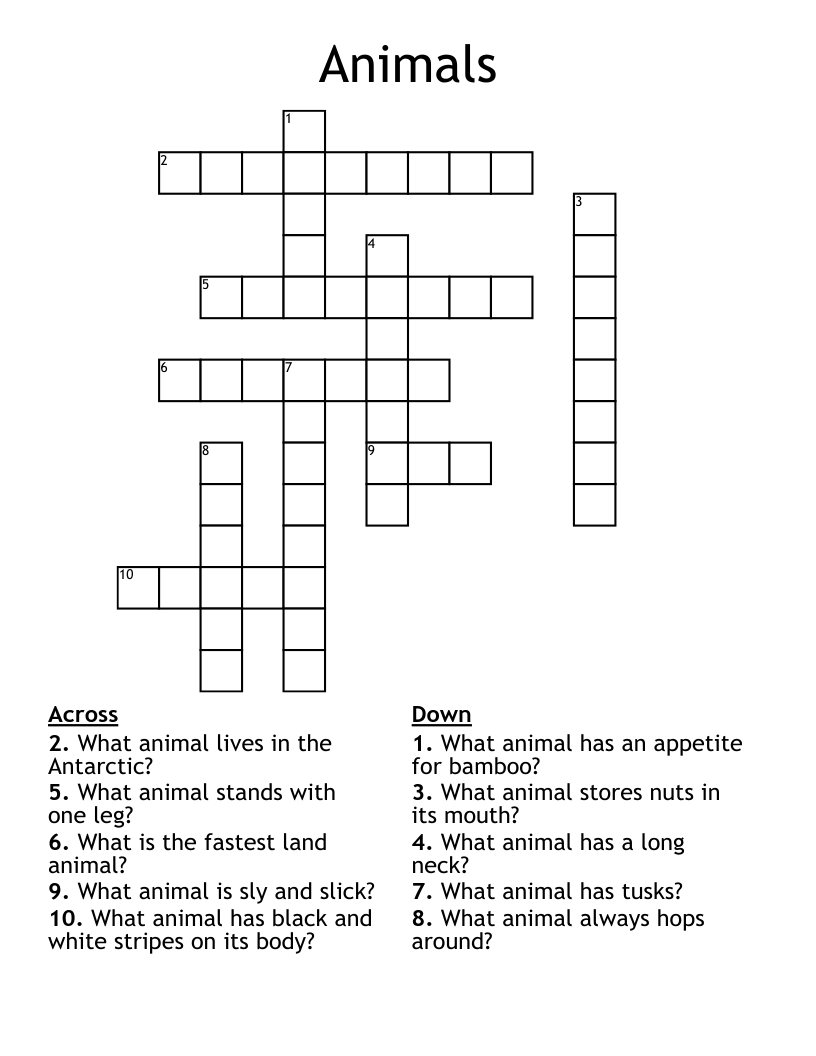 Animals Crossword