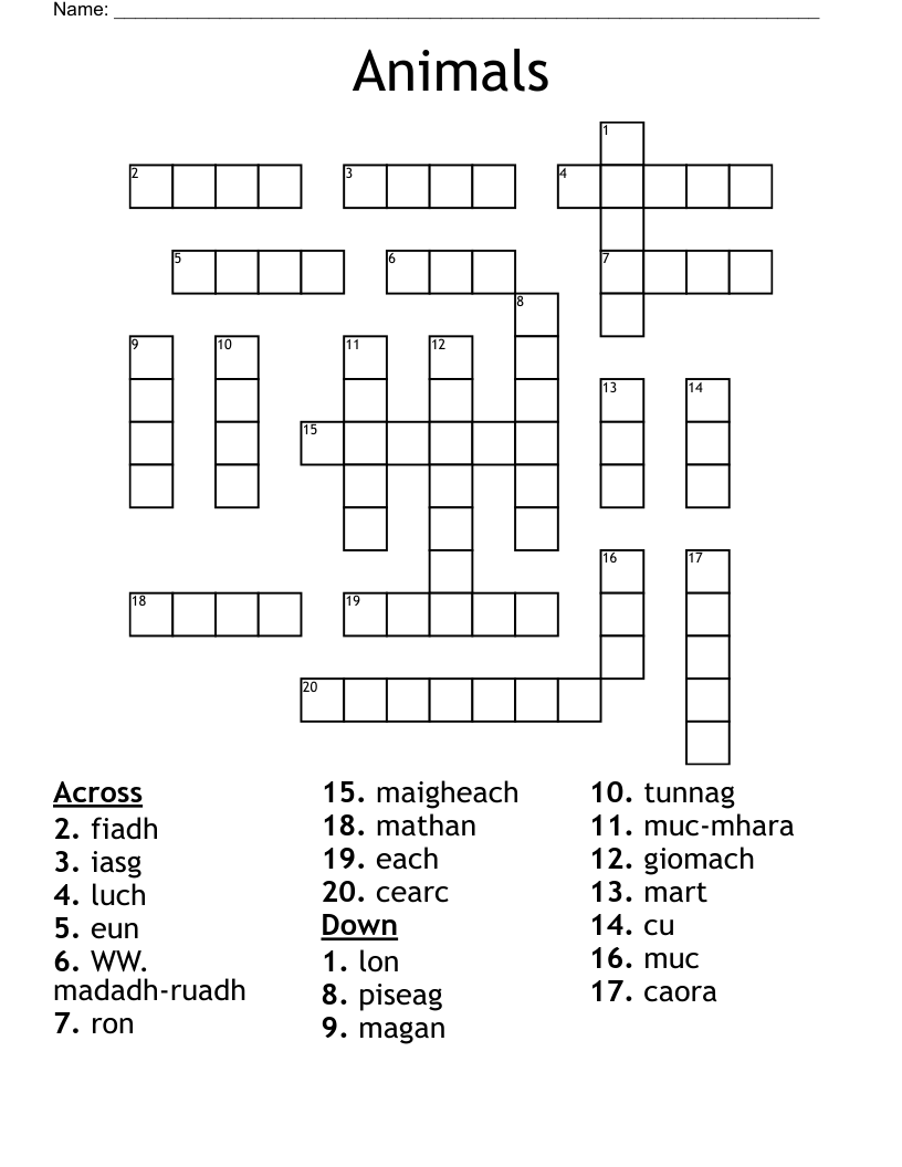 Animals Crossword