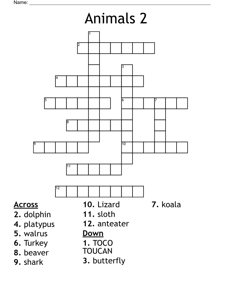 Animals 2 Crossword