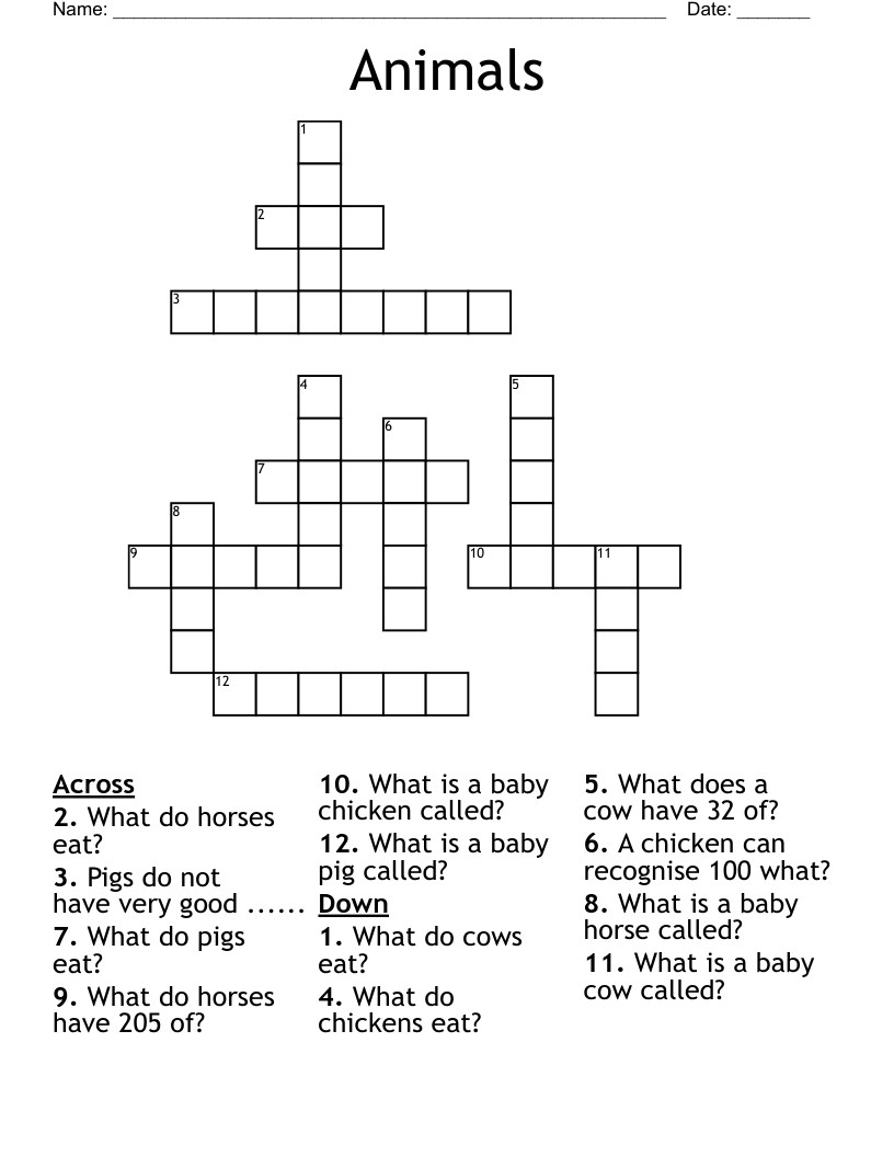 Animals Crossword
