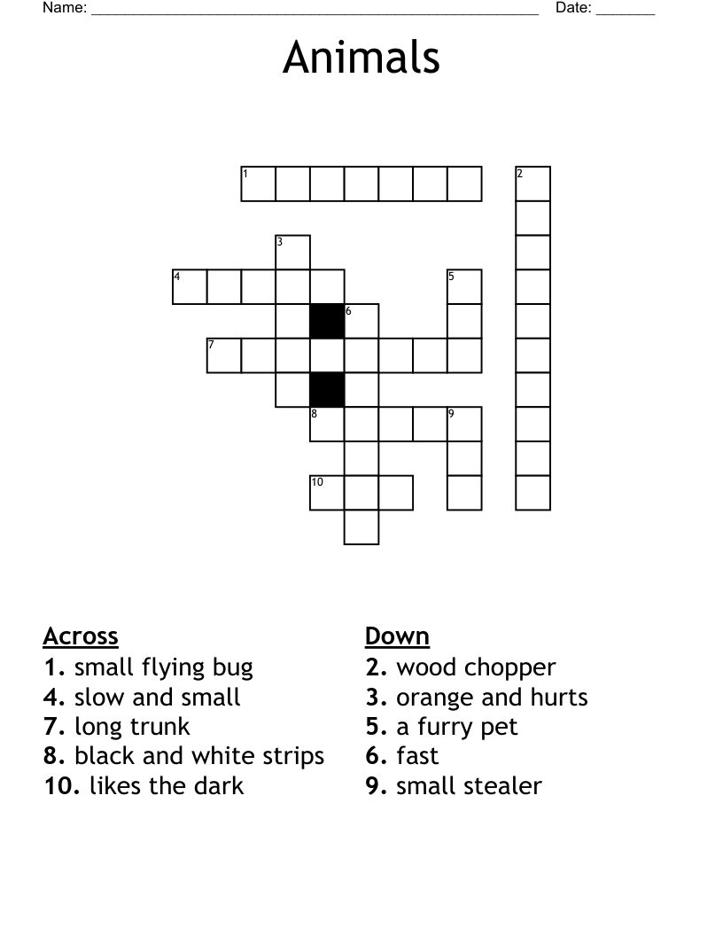 Animals Crossword