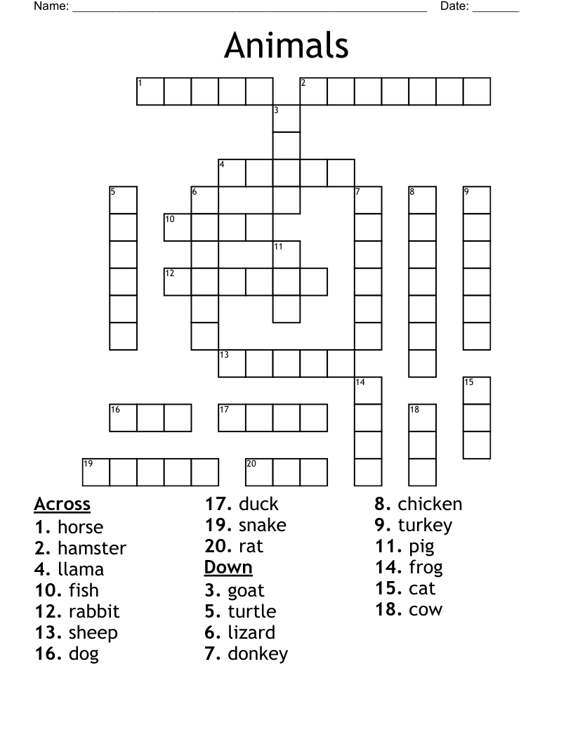 Animals Crossword