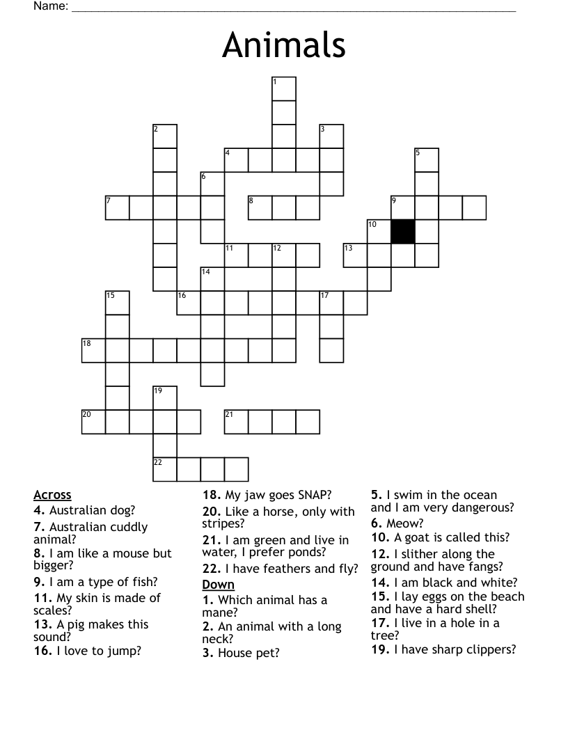 Animals Crossword