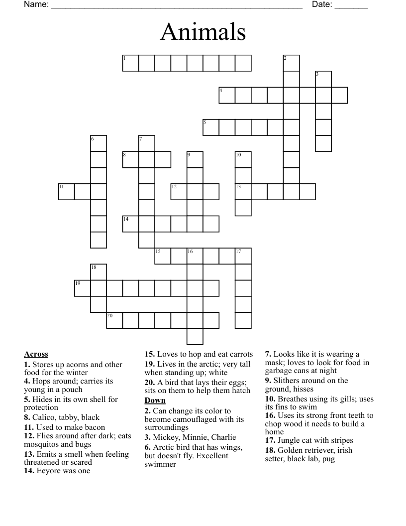 Animals Crossword