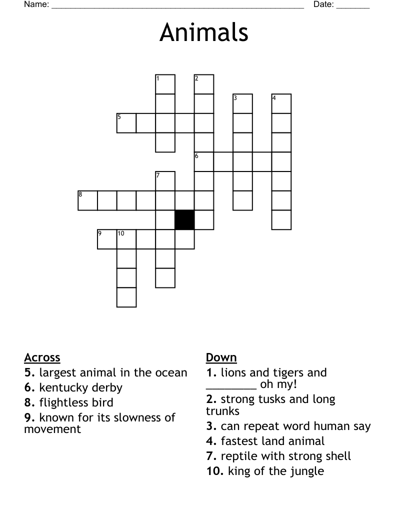 Animals Crossword