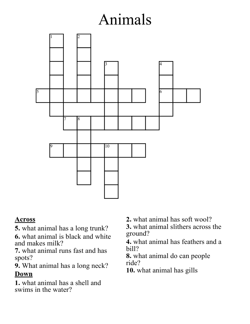 Animals Crossword