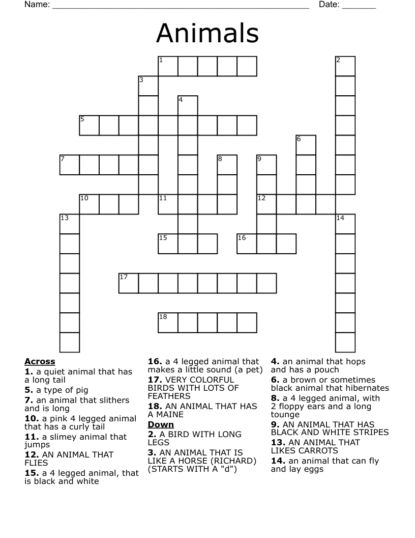 Animals Crossword
