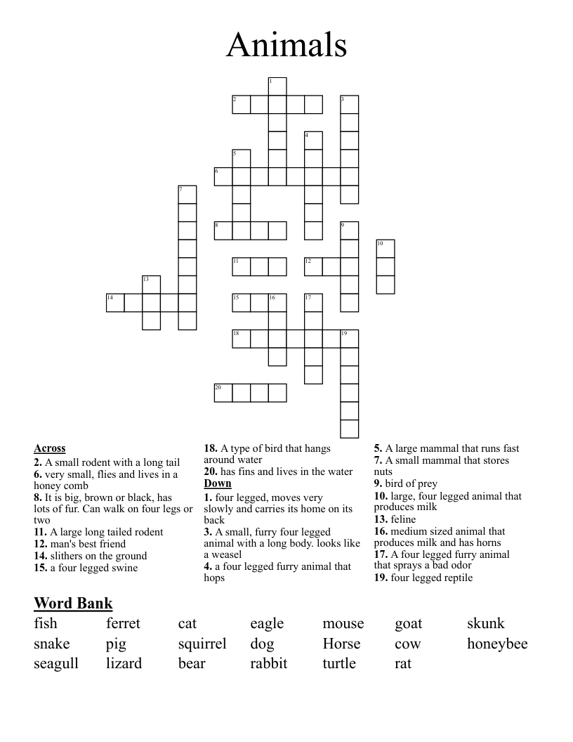 Animals Crossword