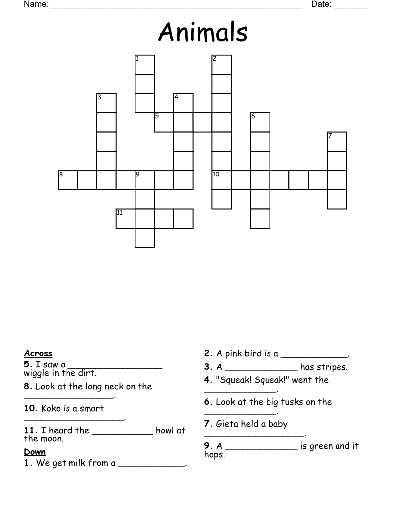Animals Crossword