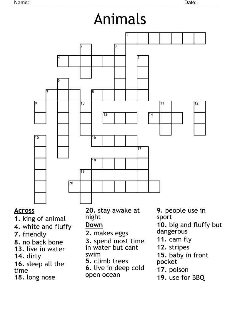 Animals Crossword