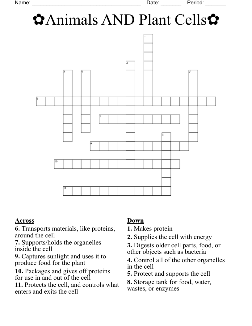 ✿Animals AND Plant Cells✿    Crossword