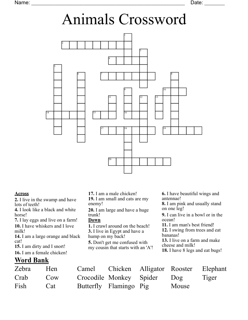 Animals Crossword