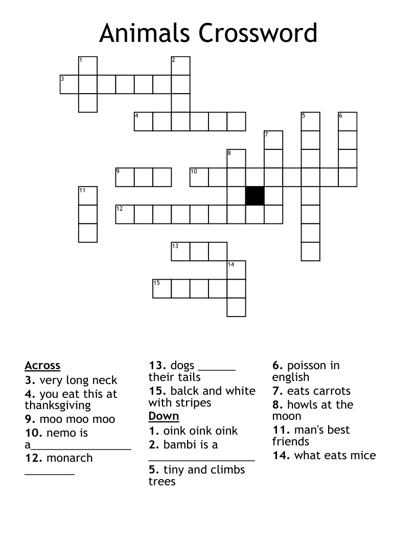 Animals Crossword
