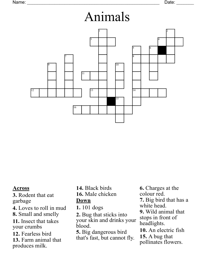 Animals  Crossword