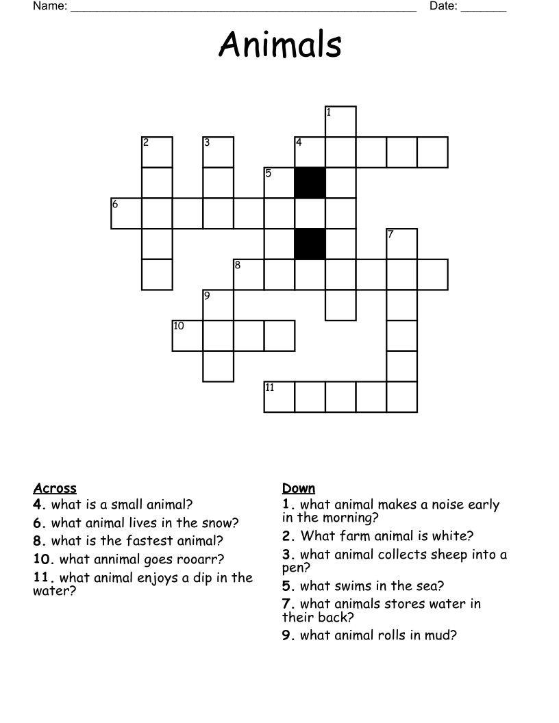 Animals  Crossword