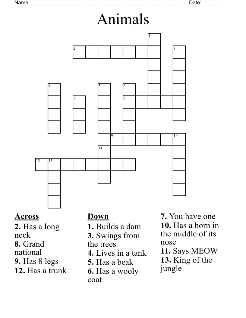 Animals  Crossword