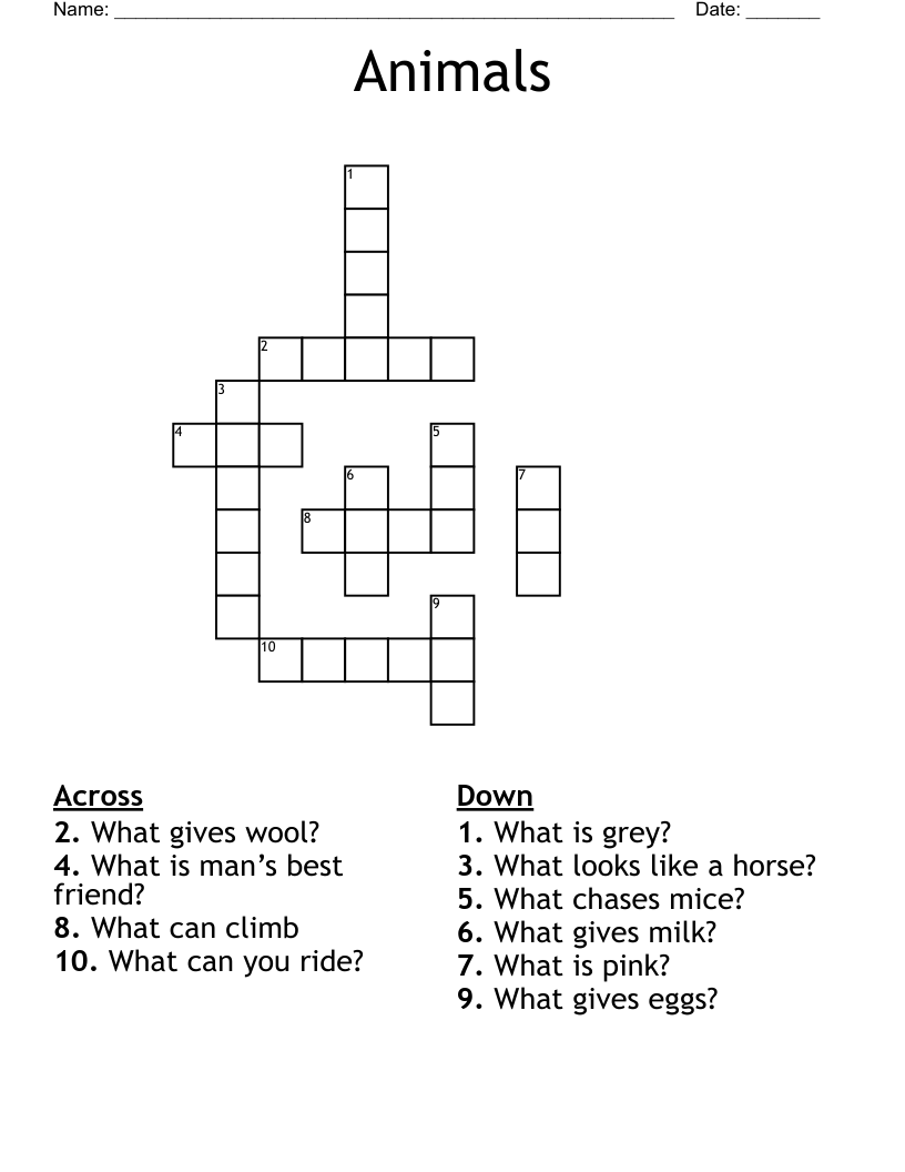 Animals  Crossword