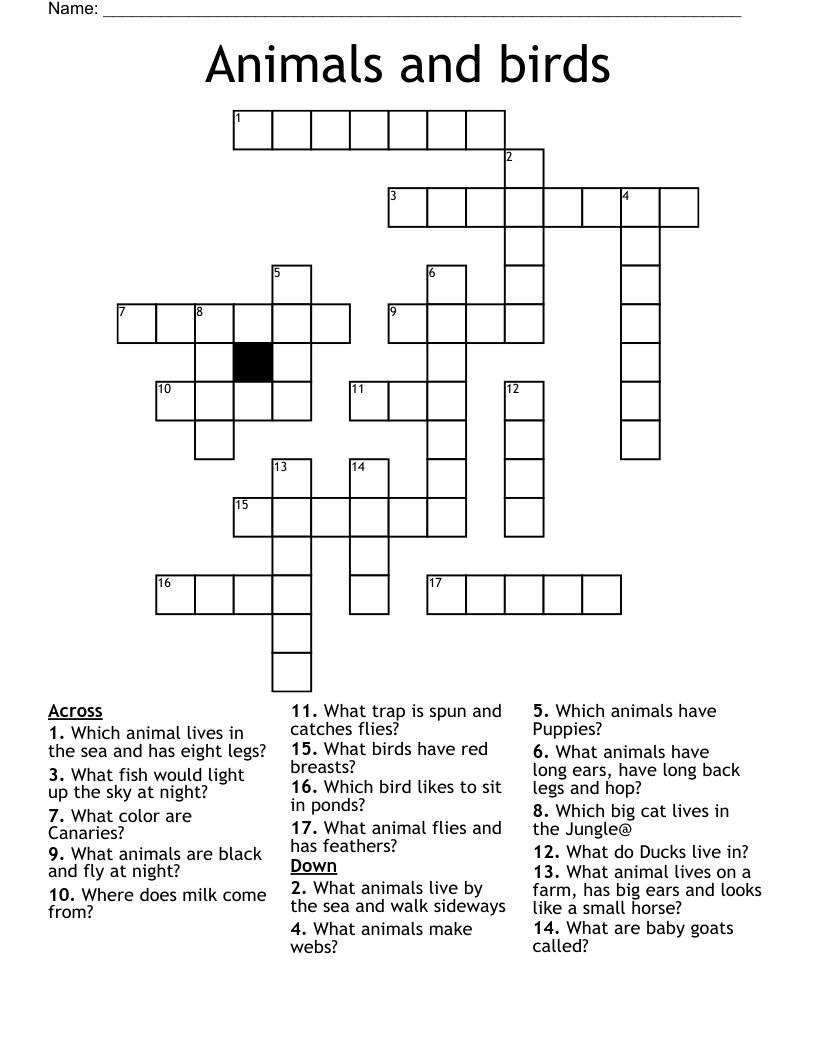 Animals and birds Crossword