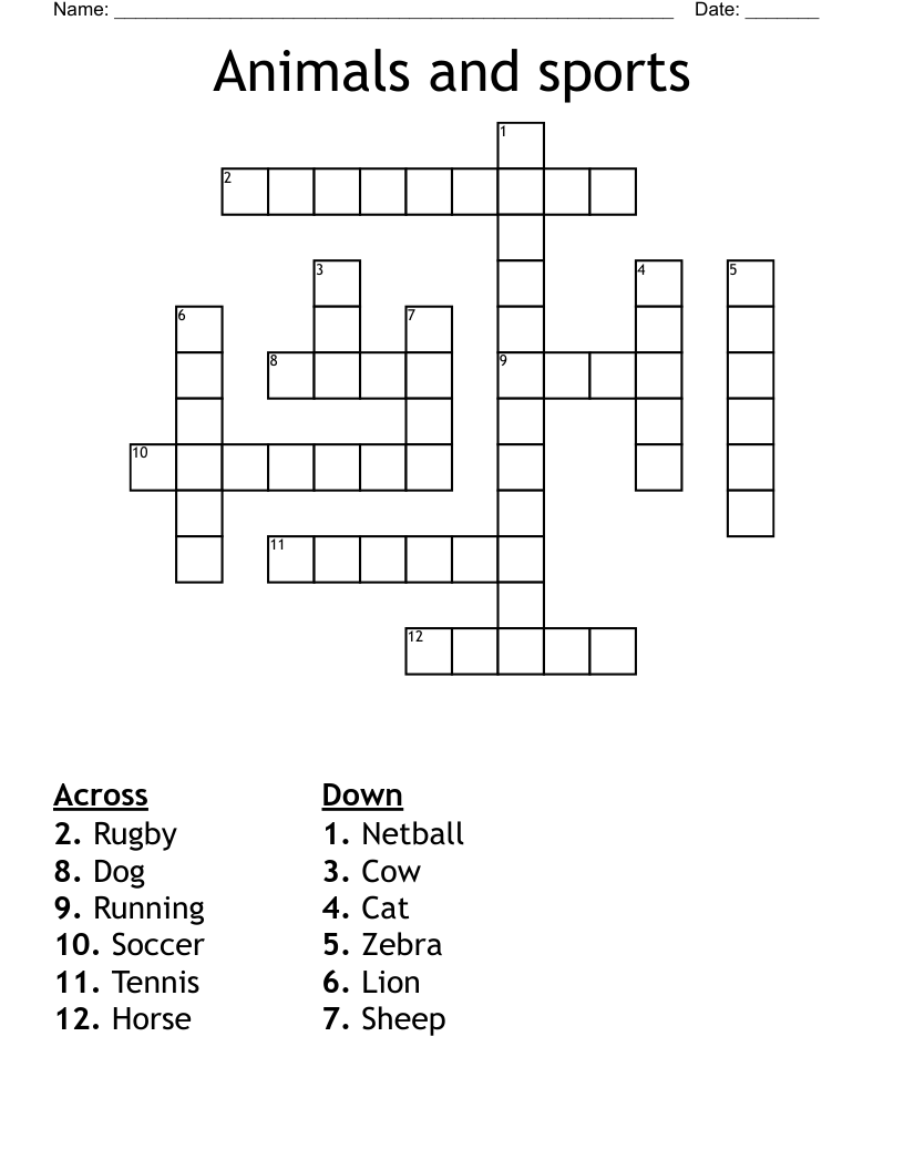 Animals and sports Crossword