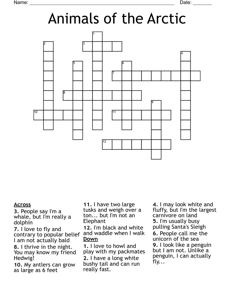 Animals of the Arctic Crossword
