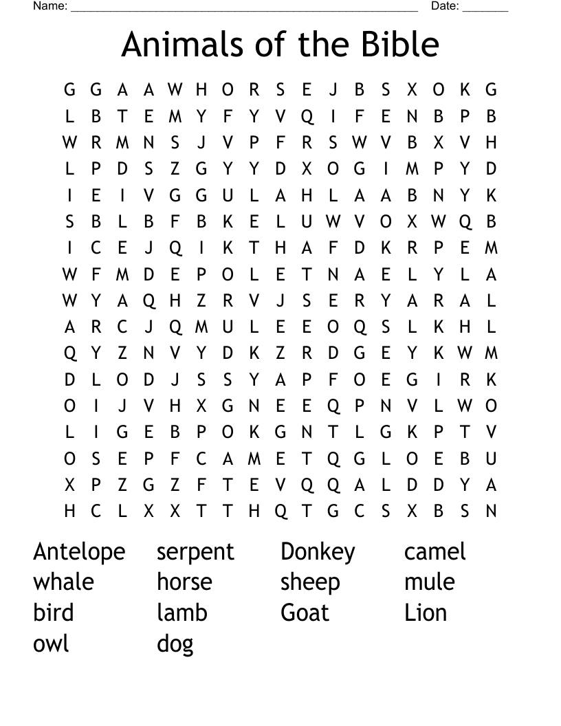 Animals of the Bible Word Search