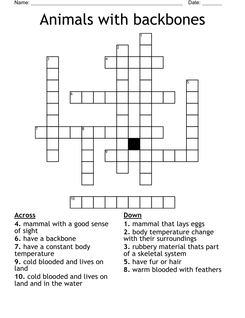 Animals with backbones Crossword