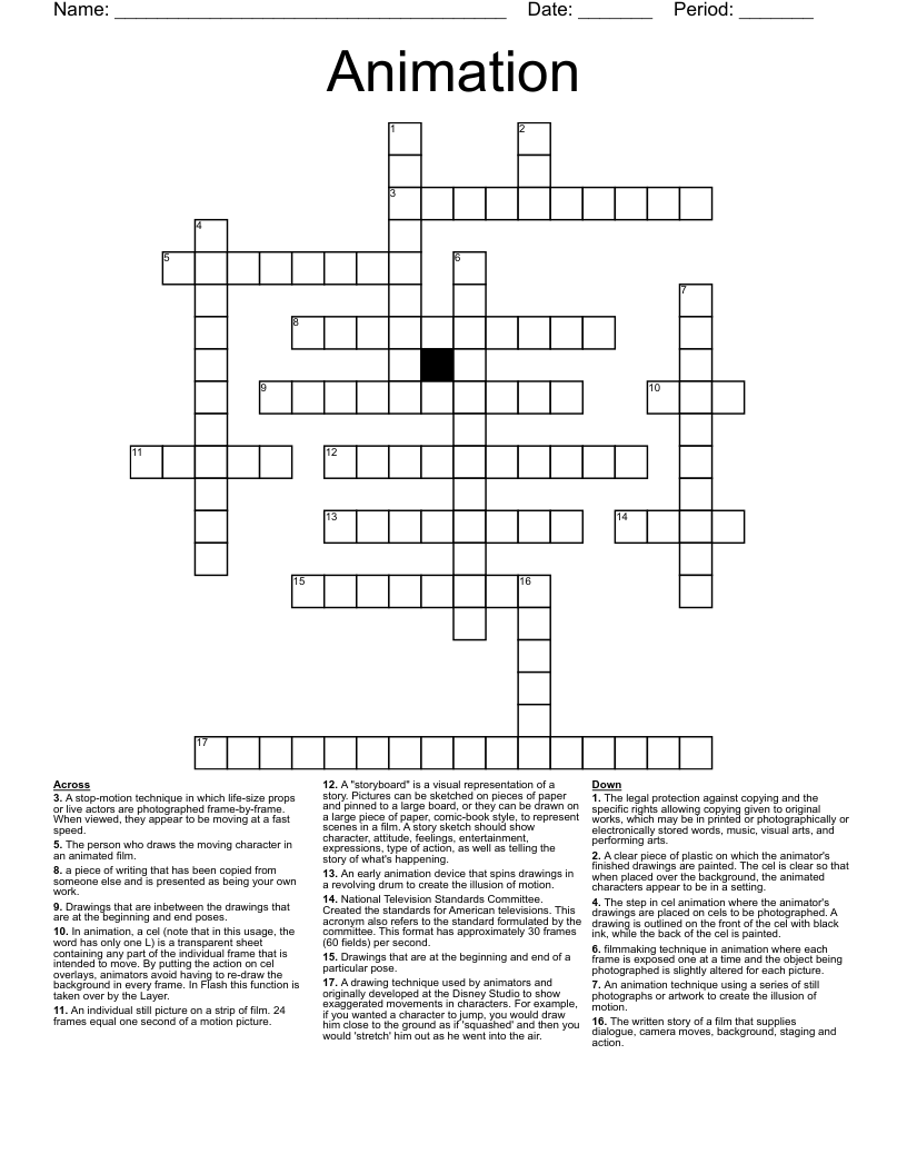 Animation Crossword