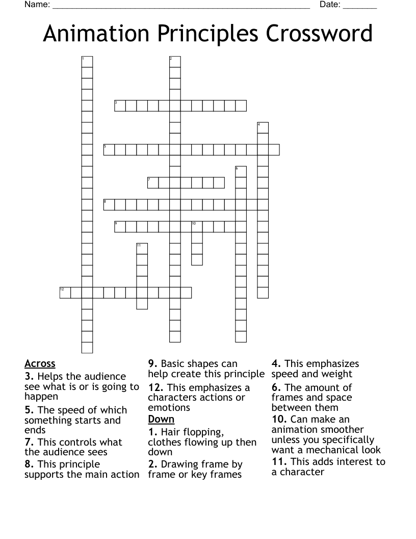 Animation Principles Crossword