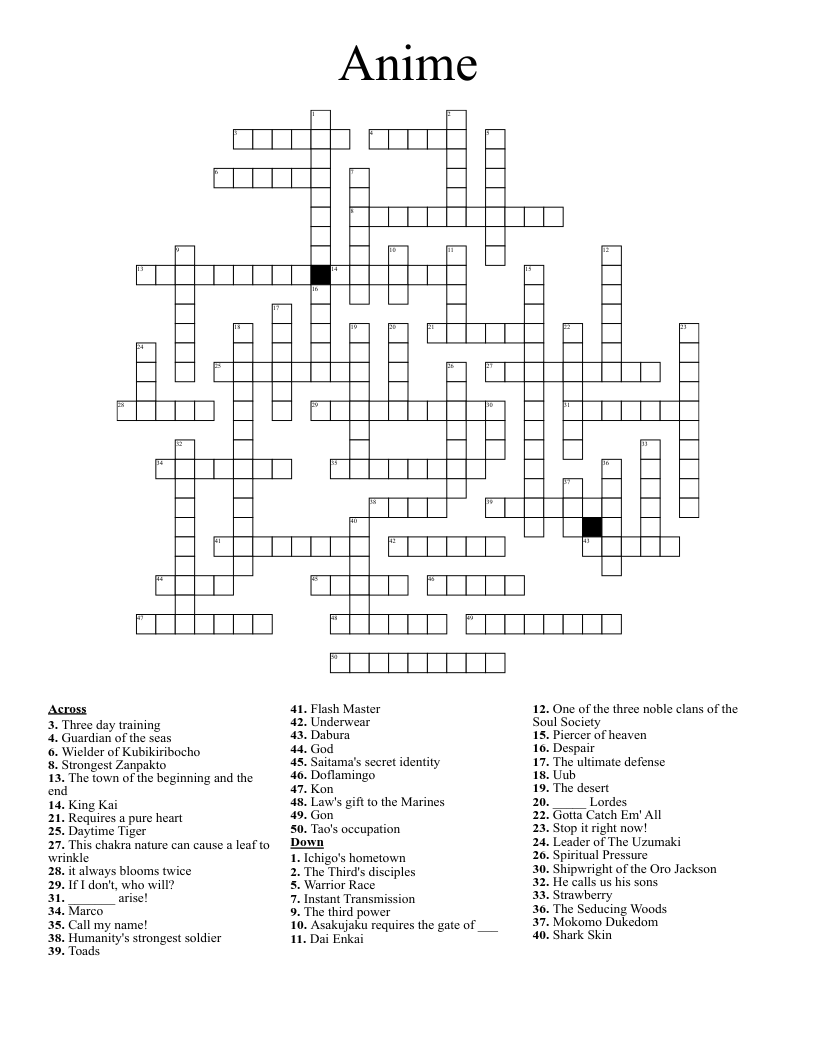 Anime Crossword