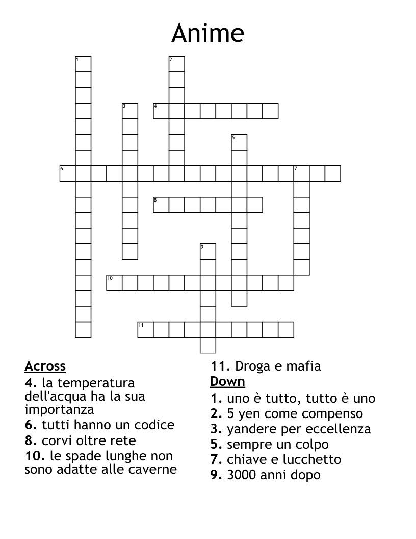 Anime Crossword