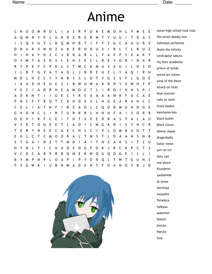 Anime Word Search