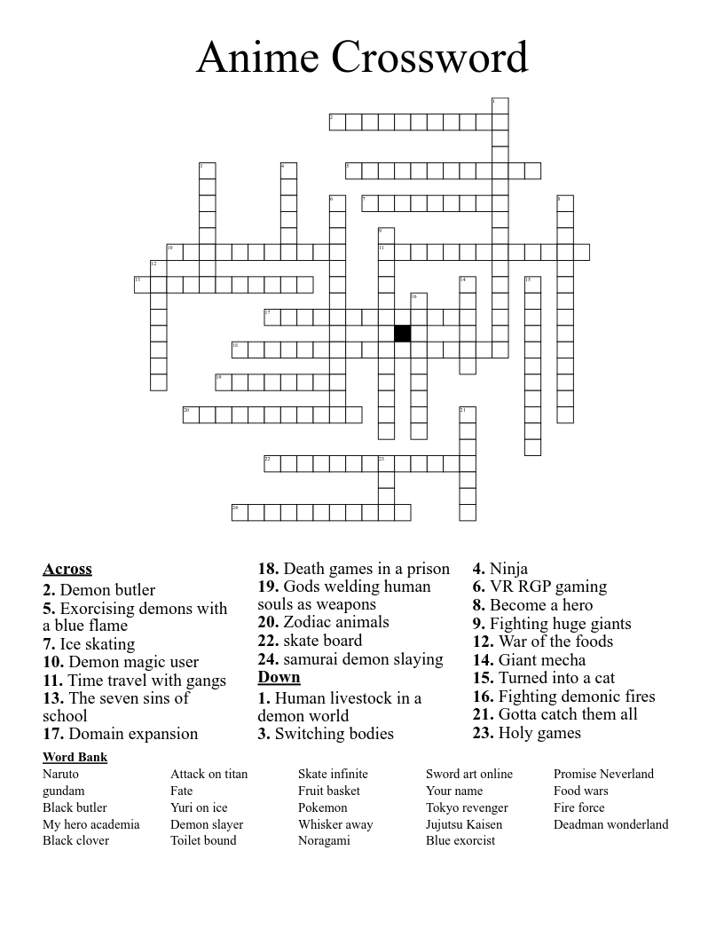 Anime Crossword