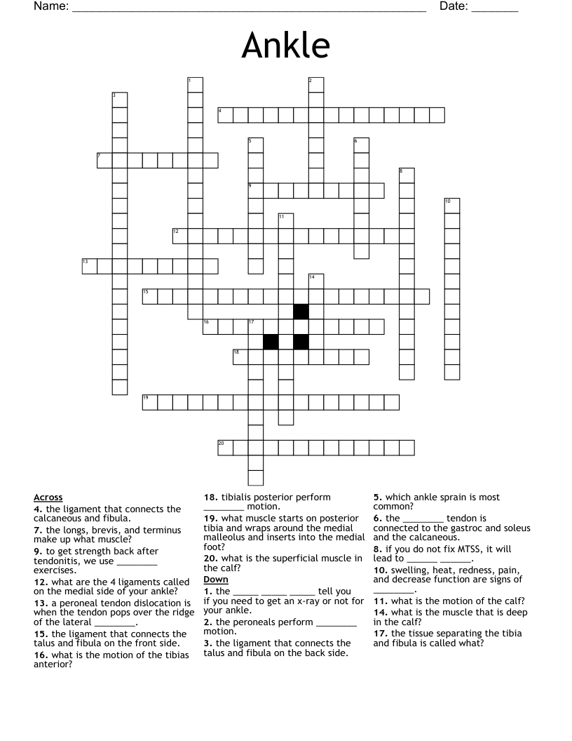 Ankle Crossword